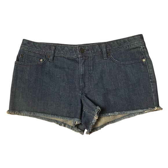 Tory Burch Dark Denim Cutoff Frayed Hem Shorts Size 32 - Picture 1 of 5